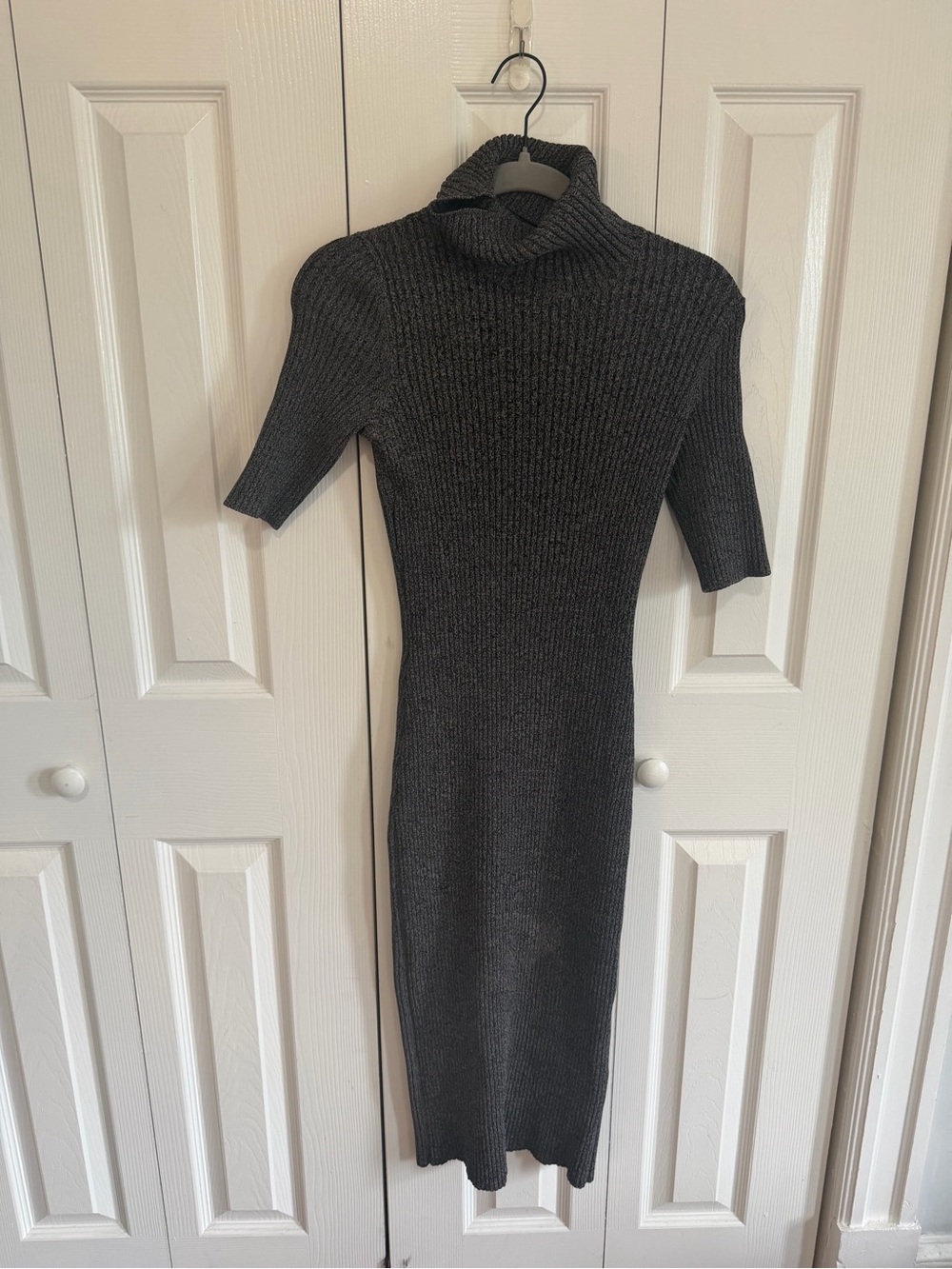 Intermix High Neck Midi Sweater Dress Grey Size Small